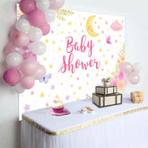Aperturee - Aperturee Moonlit Star Floral Butterfly Baby Shower Backdrop